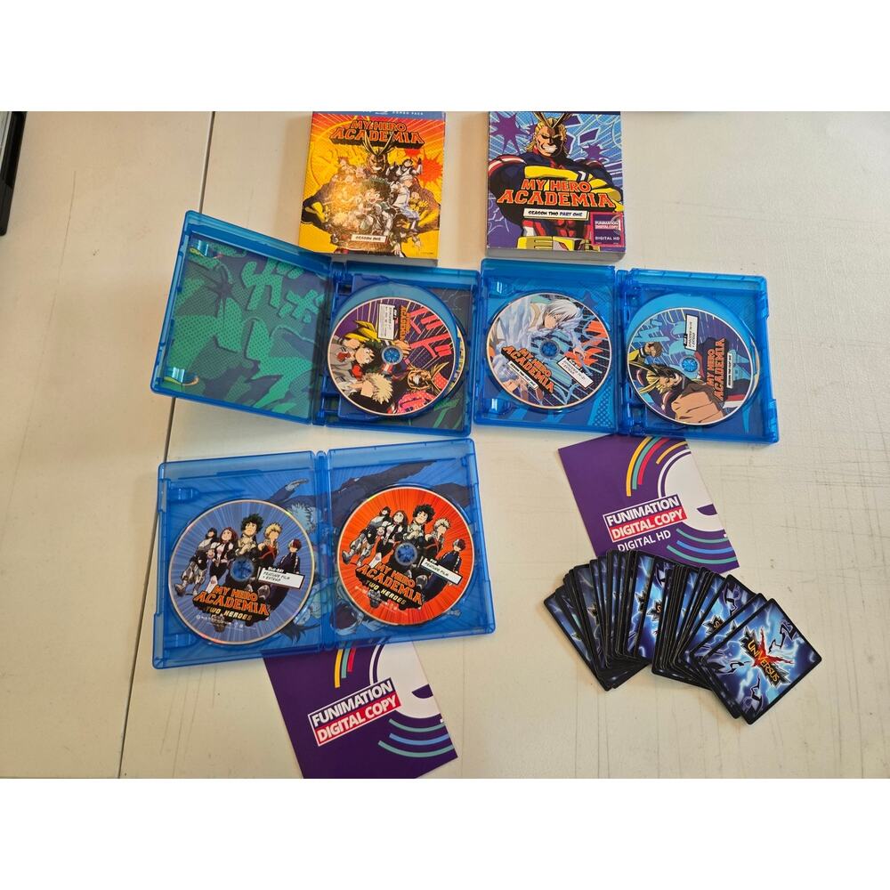 My Hero Academia Blu-ray DVD Bundle Seasons 1-2 + 31 Universe Cards
